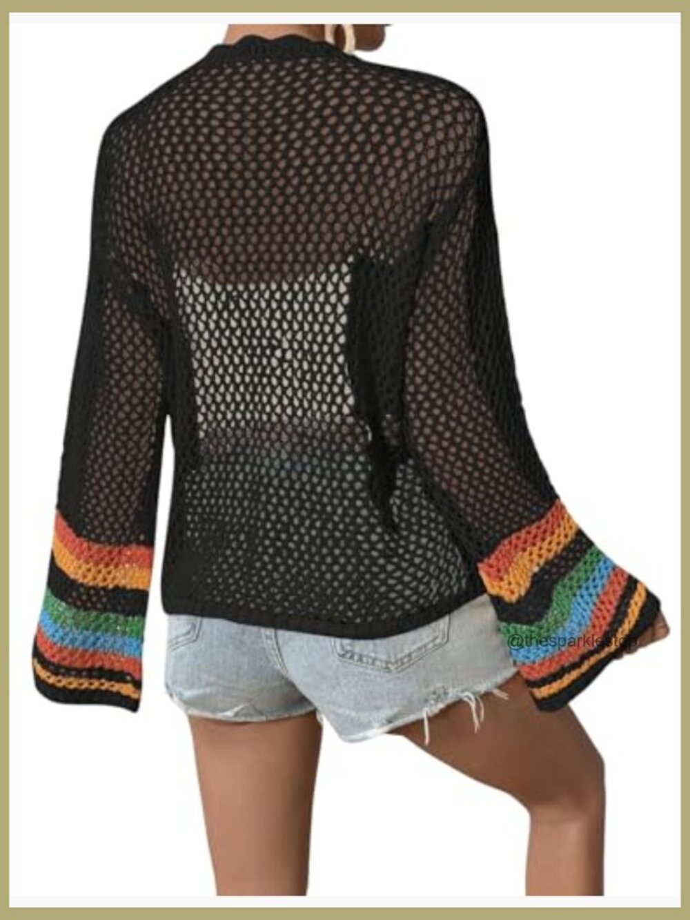Floral Crochet Cardigan Sweater Hollow Out Lightweight Jacket Spring Summer Fall - Picture 3 of 5